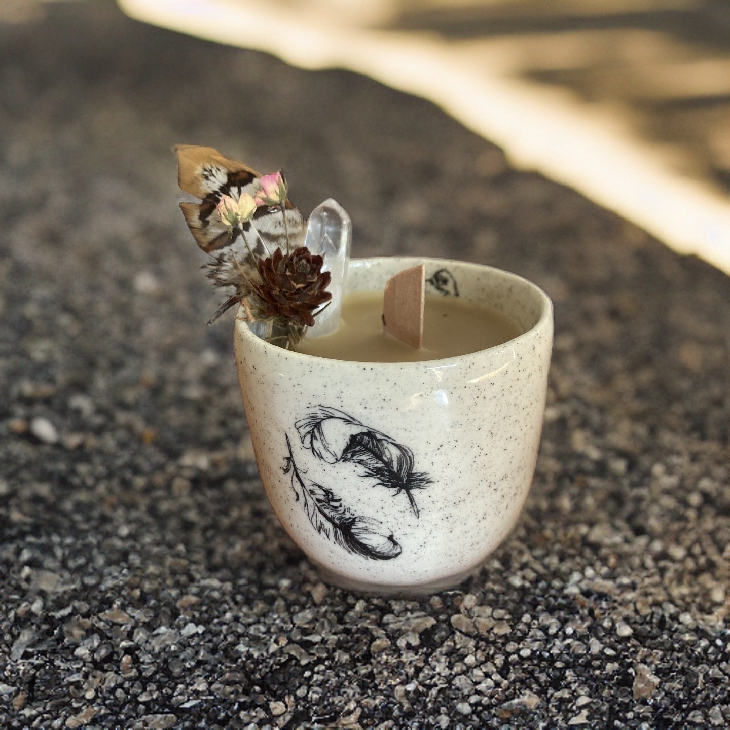 Ceramic Bird/Feather Candle