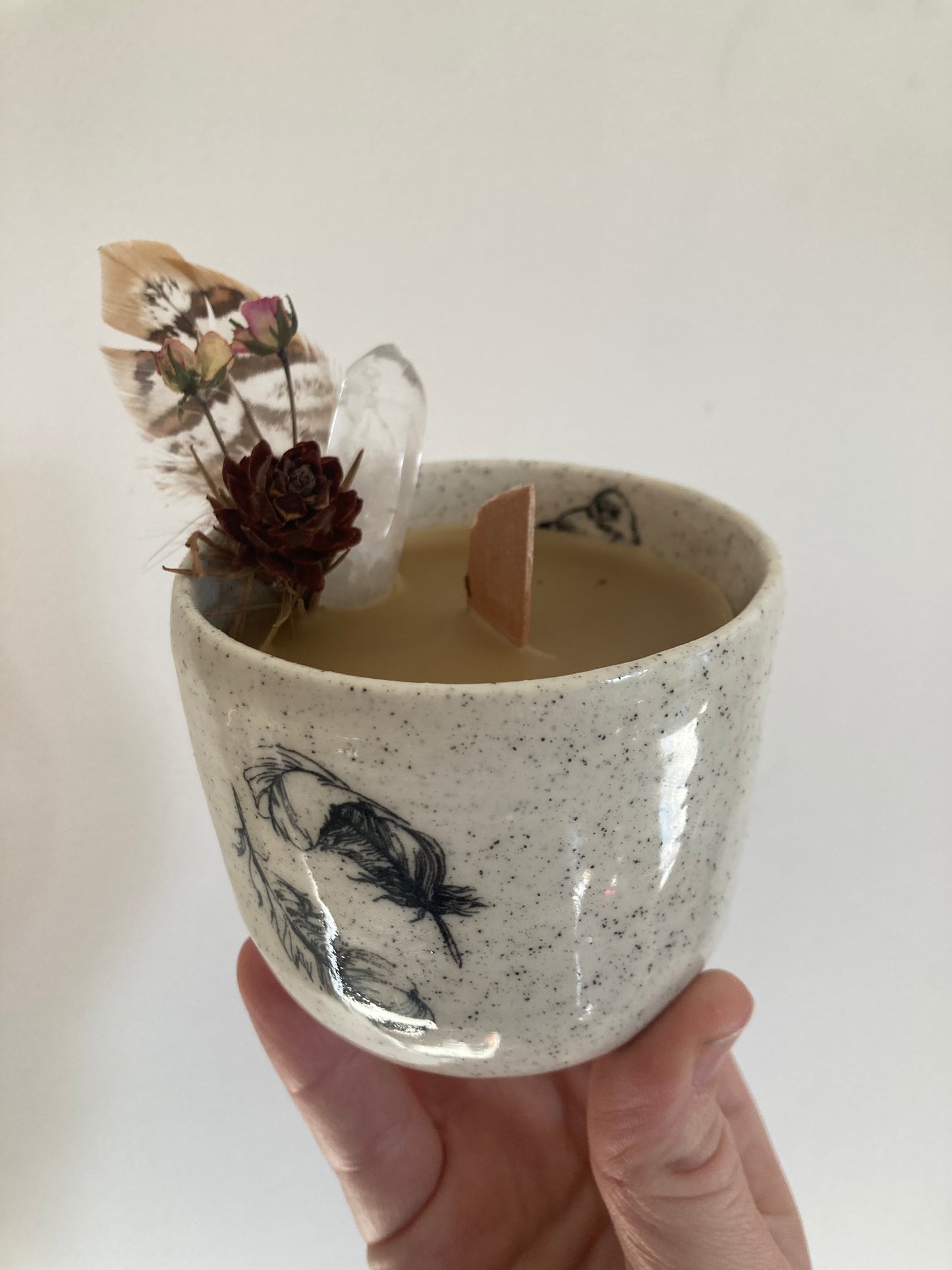 Ceramic Bird/Feather Candle